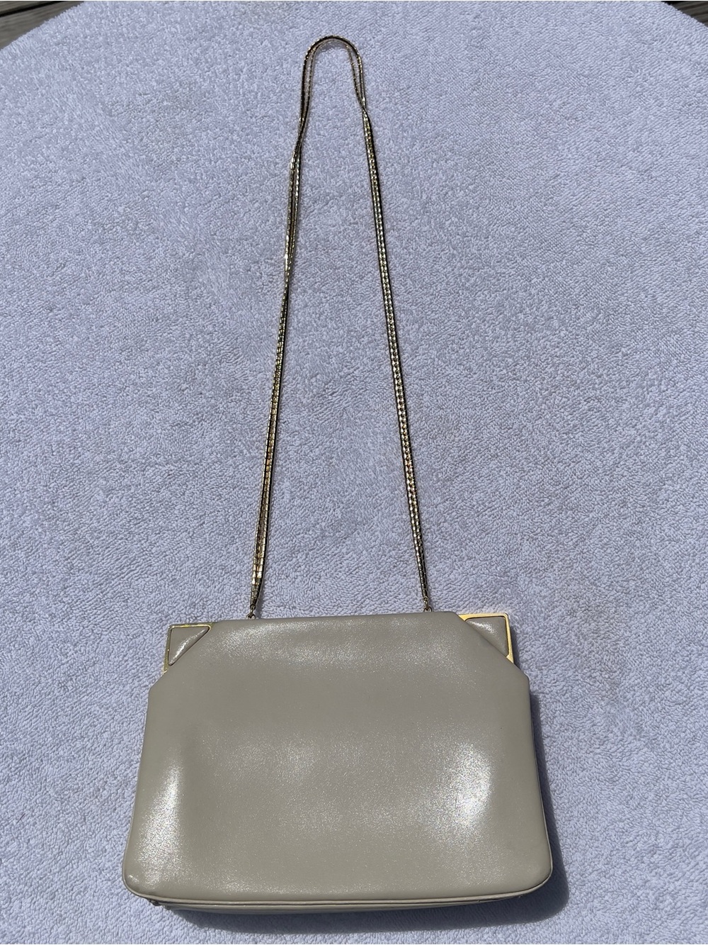 Judith Leiber Vintage Cream Leather Gold-tone Hardware Shoulder Clutch Purse